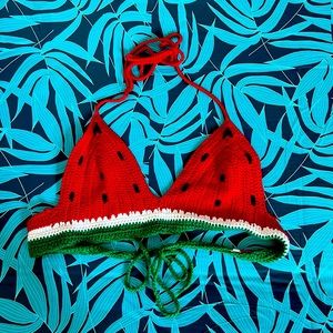 Crochet Watermelon Bikini-Style Top Size Small F21